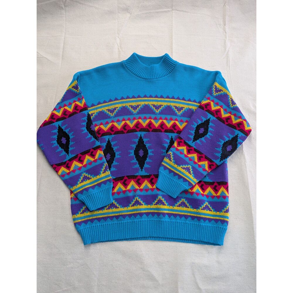 Southwestern Retro Maximalist Medium Geometric Sweater Liberty Knits USA